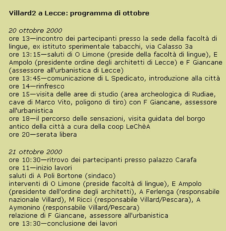 villard-2-lecce-2000-programma